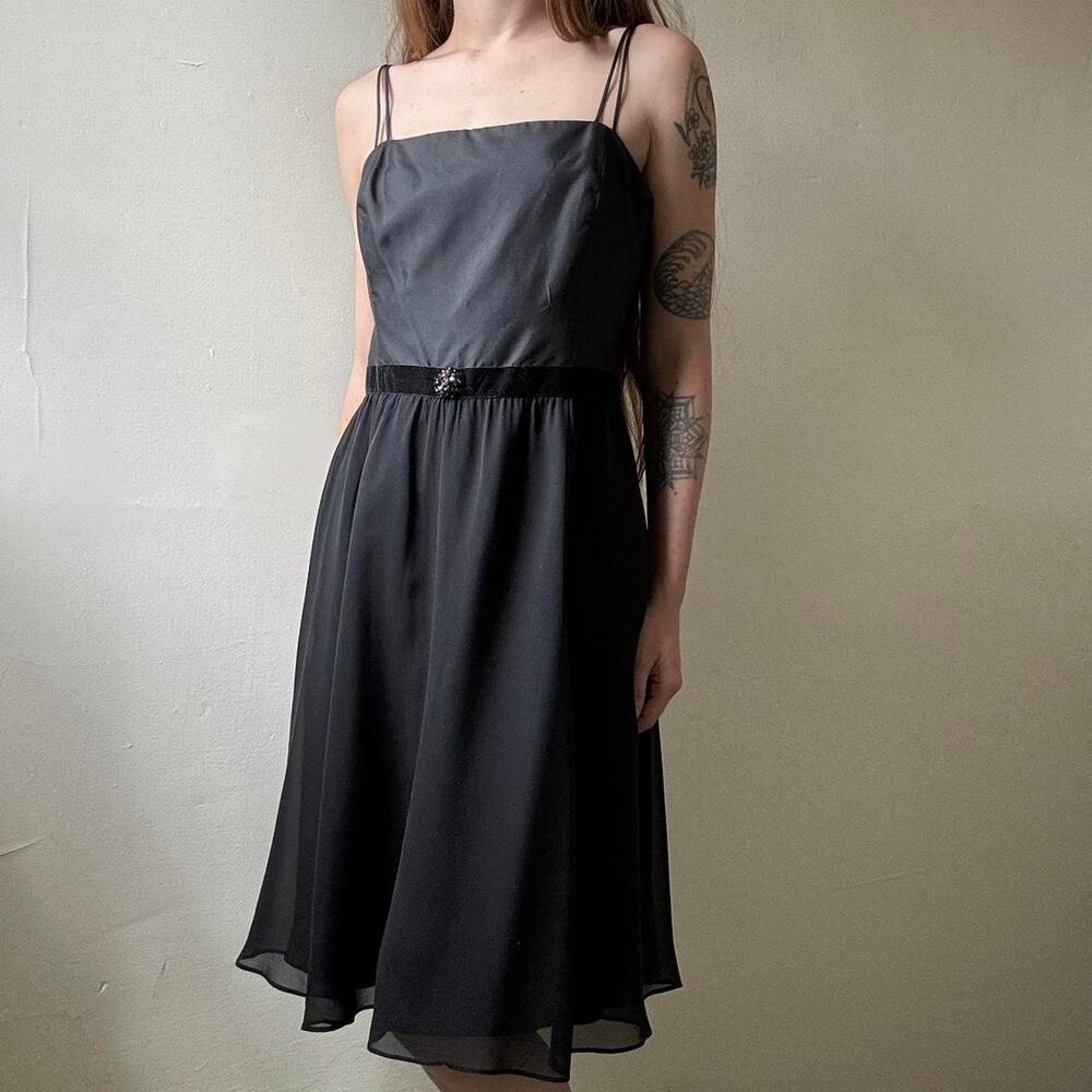 Vintage Ann Taylor Petites Black Party Dress 2P Silk Cocktail Party Dress